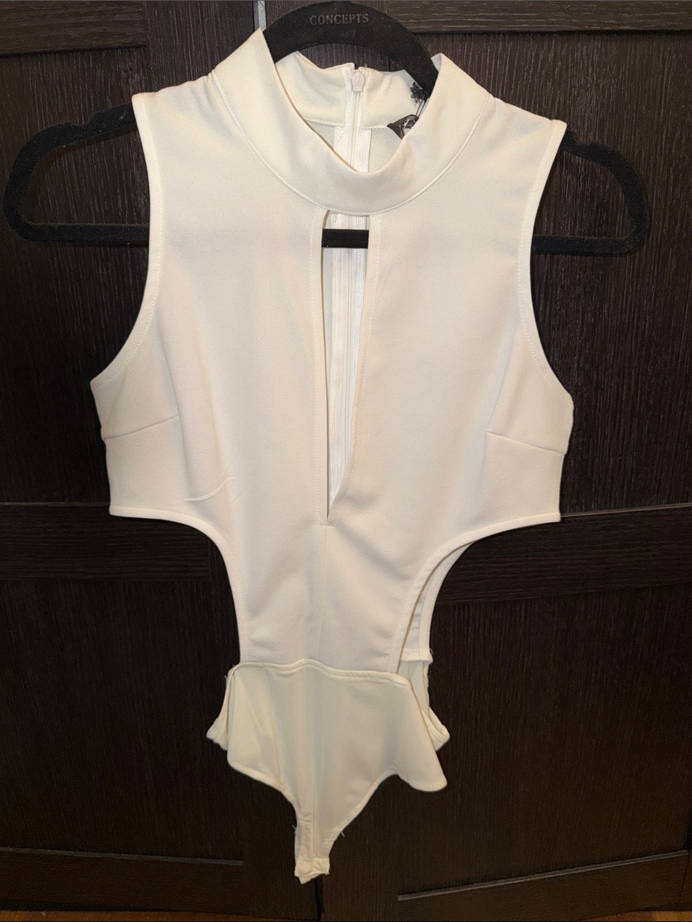 Rehab NWT White Sleeveless Mock-Neck Keyhole Bodysuit